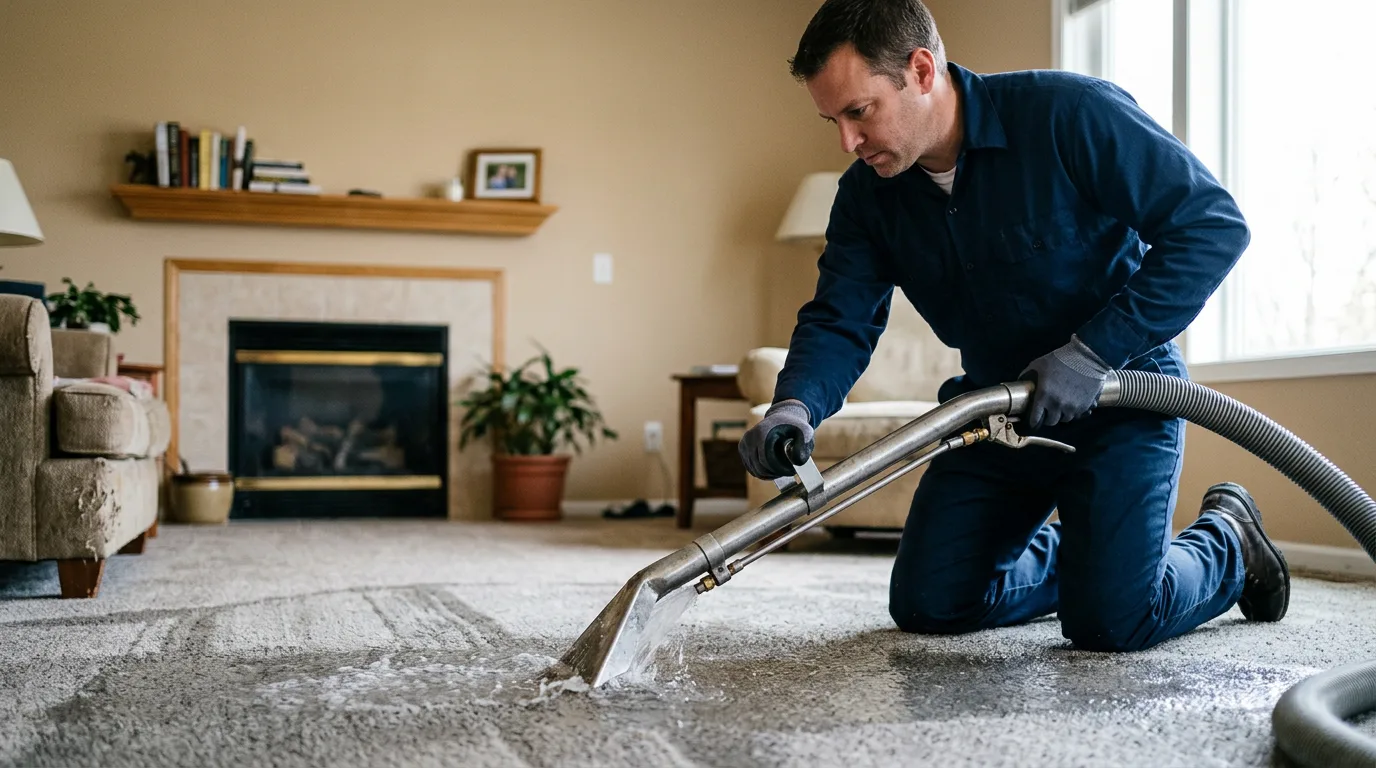 Water damage restoration technician working near Poland, ME